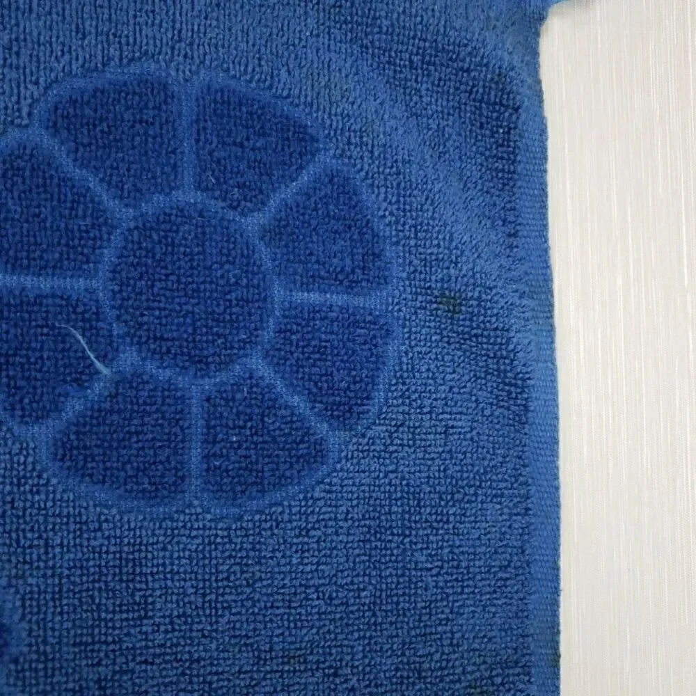 Surety Deluxe 3 Hand Towel 3 wash cloth Navy Blue Daisy Fringe Groovy Vintage